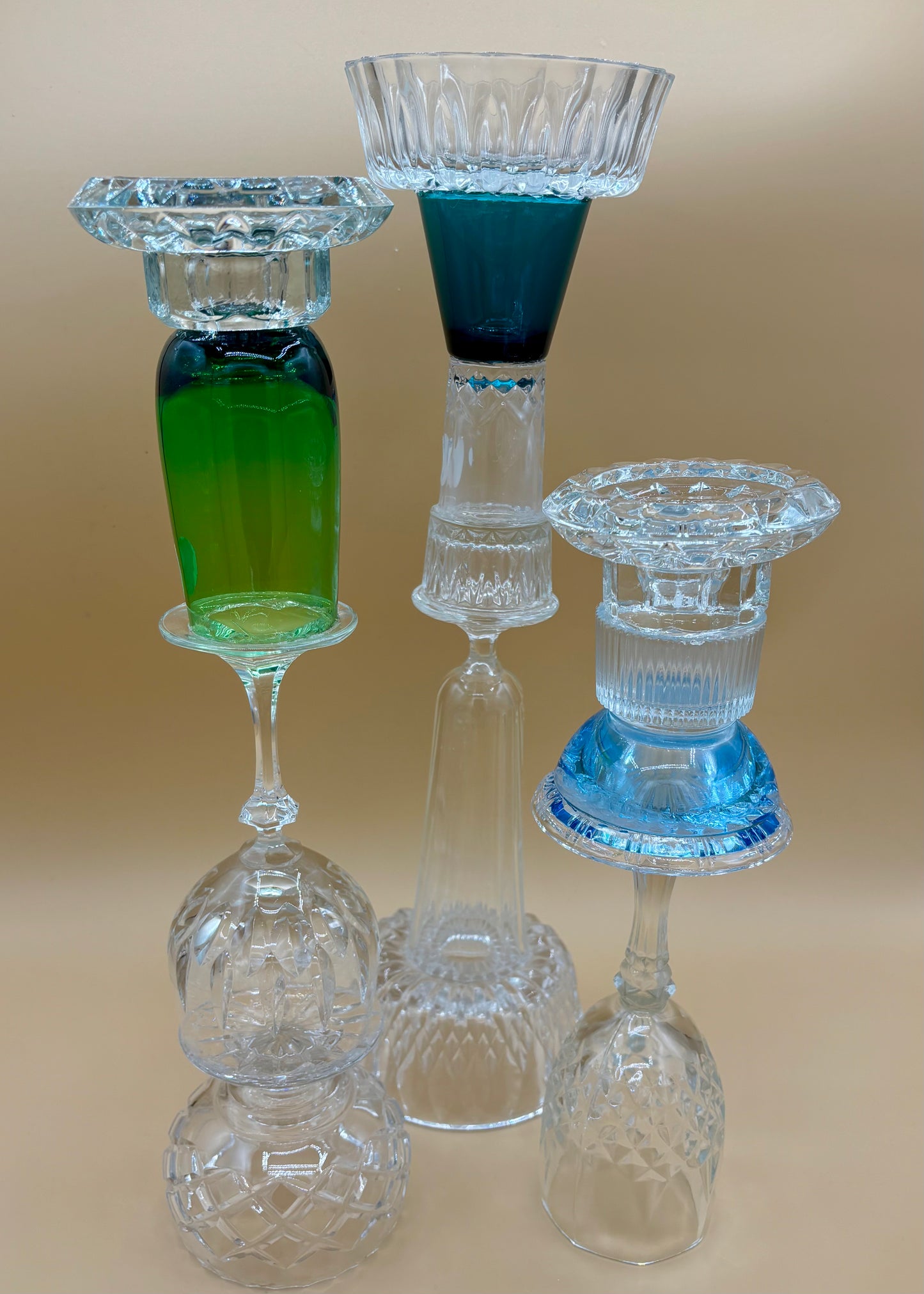 Kertastjaki, endurunnið gler og kristall