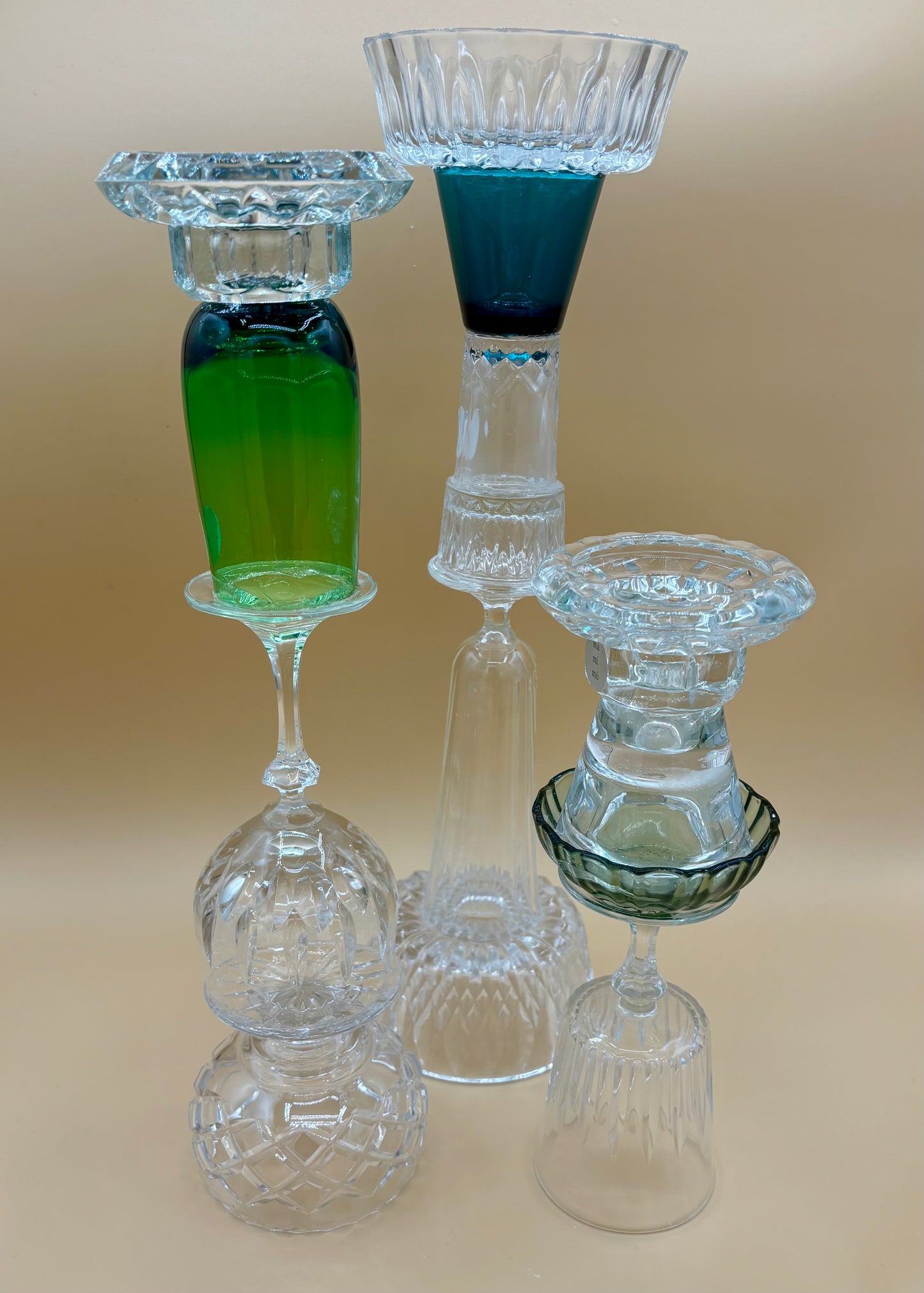 Kertastjaki, endurunnið gler og kristall